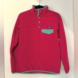 Patagonia Lightweight Synchilla® Snap-T® Fleece Pullover in Pink/Teal (XS)